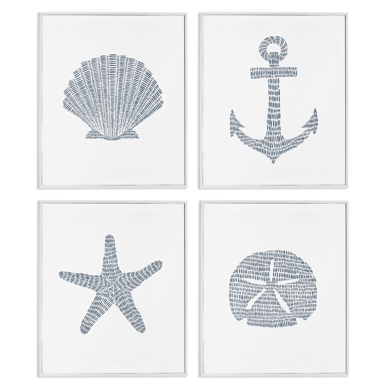 Stupell Industries Minimal Shells & Anchor 4pc Framed Giclee Wall Art Set Design by Jetty Home, LLC